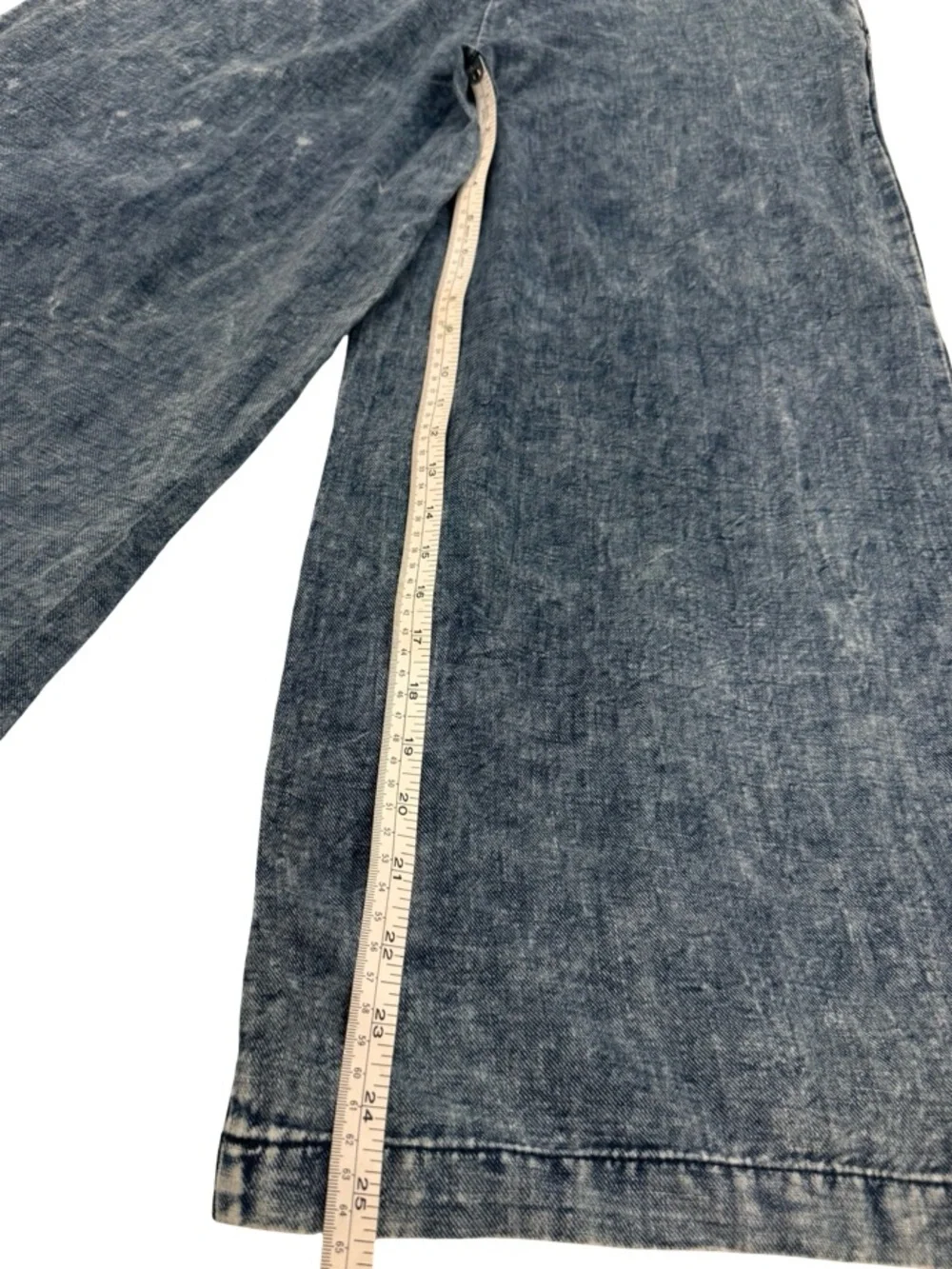 Anthropologie Washed Blue Paperbag Waist Wide-Leg lightweight cotton Jeans - Picture 13 of 15